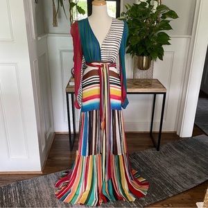 NWT! Farm Rio Thalita Striped Long Sleeve Dress